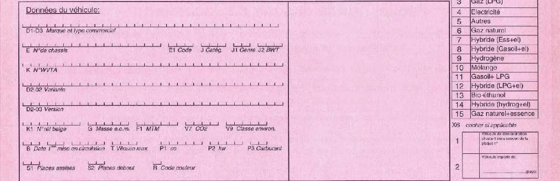 formulaire d'immatriculation de véhicule