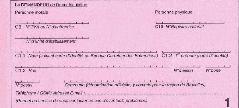 formulaire d'immatriculation de véhicule