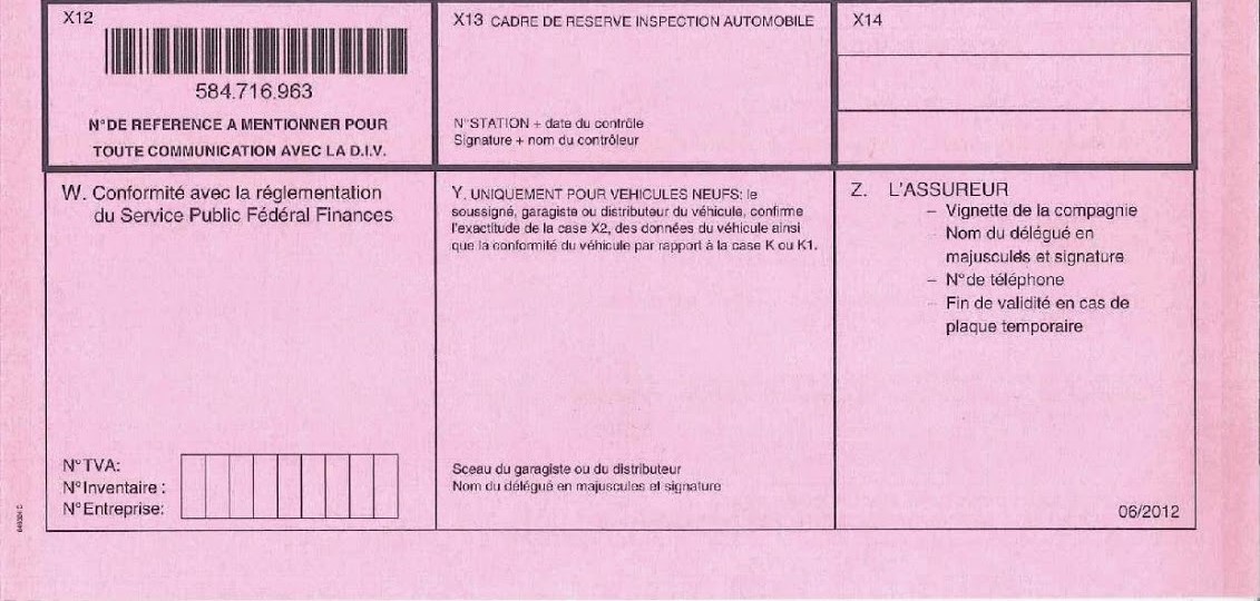 formulaire d'immatriculation de véhicule